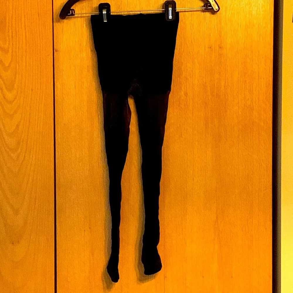 Jockey black sheer control top small tall pantyhose reinforced toe VGUC
